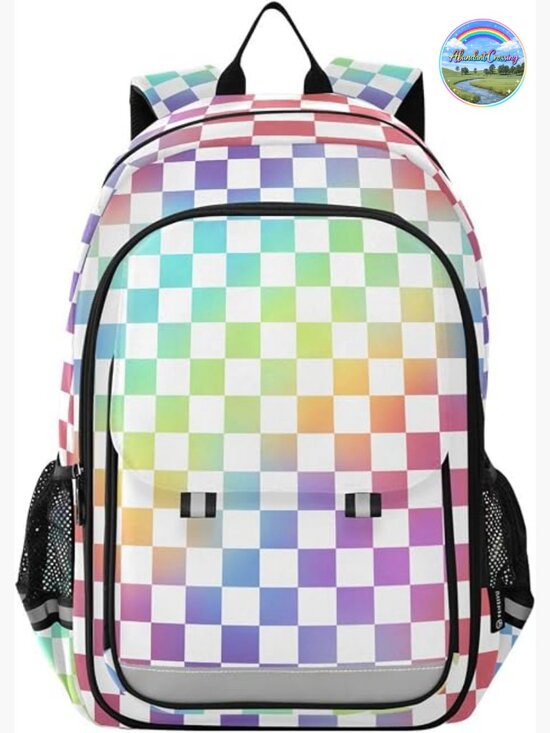Checkered Laptop Backpack with Compartments Large Capacity Travel Daypack main image 6